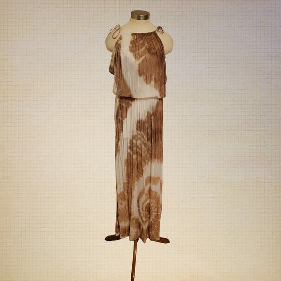 Young Fabulous and Broke Gauze Tie Dye Halter Pleated Maxi Dress Womens Medium - Picture 1 of 9